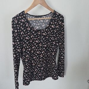 Staccato Black Floral Long Sleeve Top